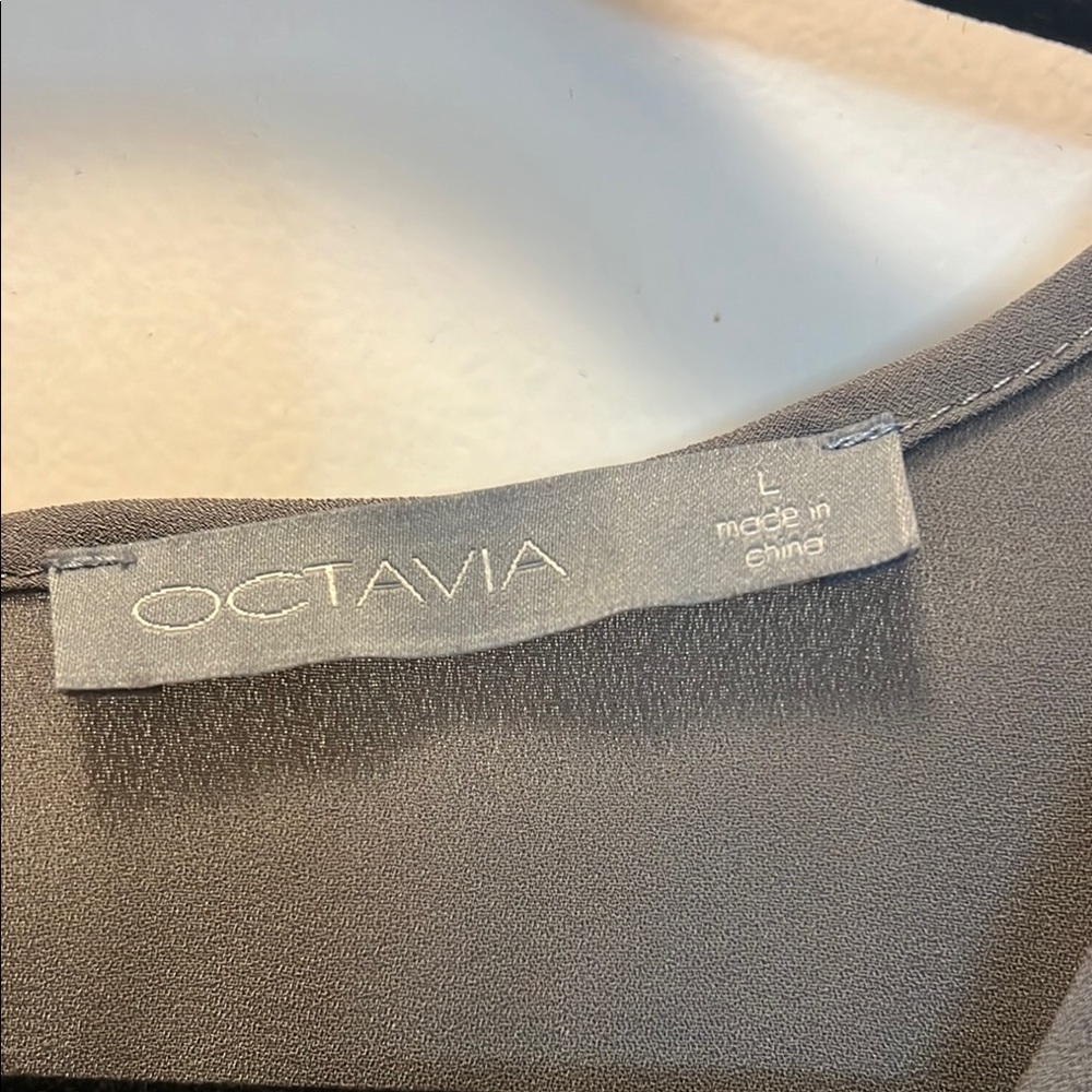 Octavia Gray Ruffled Cap Sleeve Blouse - Picture 2 of 4